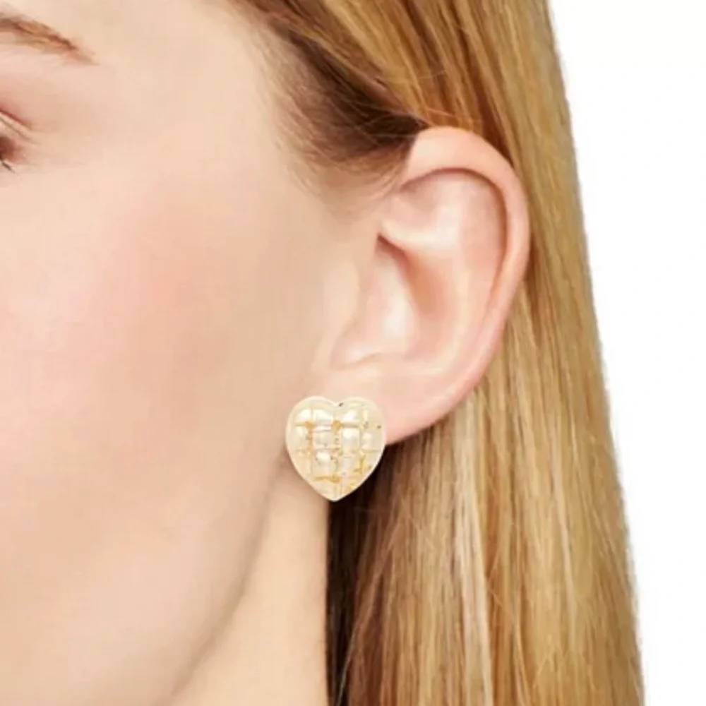AQUA Puffed Heart Hoop Earrings‎ NWT